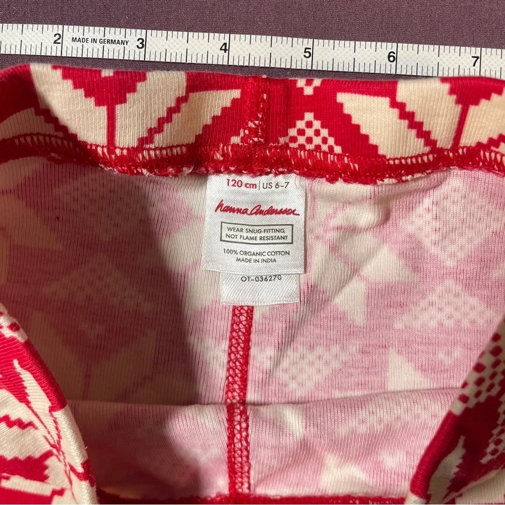 Hanna Andersson Long John Pajama PANTS Red/White - Kids Size 6-7 PJs